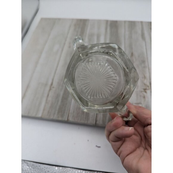 Vintage Pressed Glass Sugar Dish Clear Etched Flowers - Picture 5 of 6